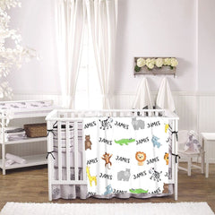 Personalized Custom Baby Blankets with Name for Boys, Animal Blanket for Infants Newborns Kids