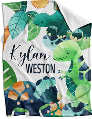 Personalized Baby Blankets - Dinosaurus Baby Blanket with Name for Boys - Custom Baby Blankets for Baby Shower