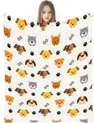 Cute Dog Cartoon Blanket Soft Flannel Throw Blankets for Kids Birthday Gifts for Couch Bed Living Room Decor All Seasons
