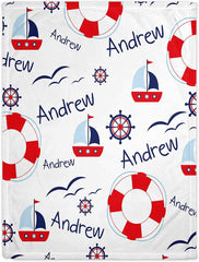Personalized Blanket   Baby Blankets -  Nautical Baby Blanket - Baby Boy Blankets Newborn Soft Fleece Blanket