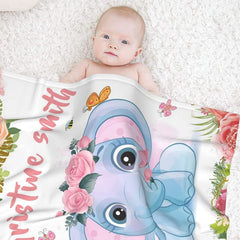 Custom Personalized Baby Blanket with Name for Girls, Customized Floral Baby Name Blankets for Infants Newborns Babies