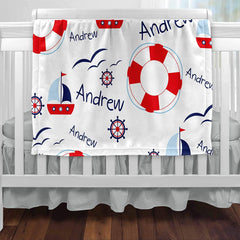 Personalized Blanket   Baby Blankets -  Nautical Baby Blanket - Baby Boy Blankets Newborn Soft Fleece Blanket