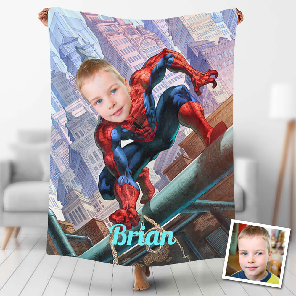 USA MADE Custom Blankets Personalized Photo Spider Boy On Water Spaut Blanket