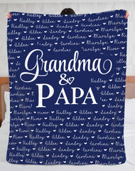 Grandparents Gifts For Mother's Day, Grandma And Papa Blanket With Grandkids Names