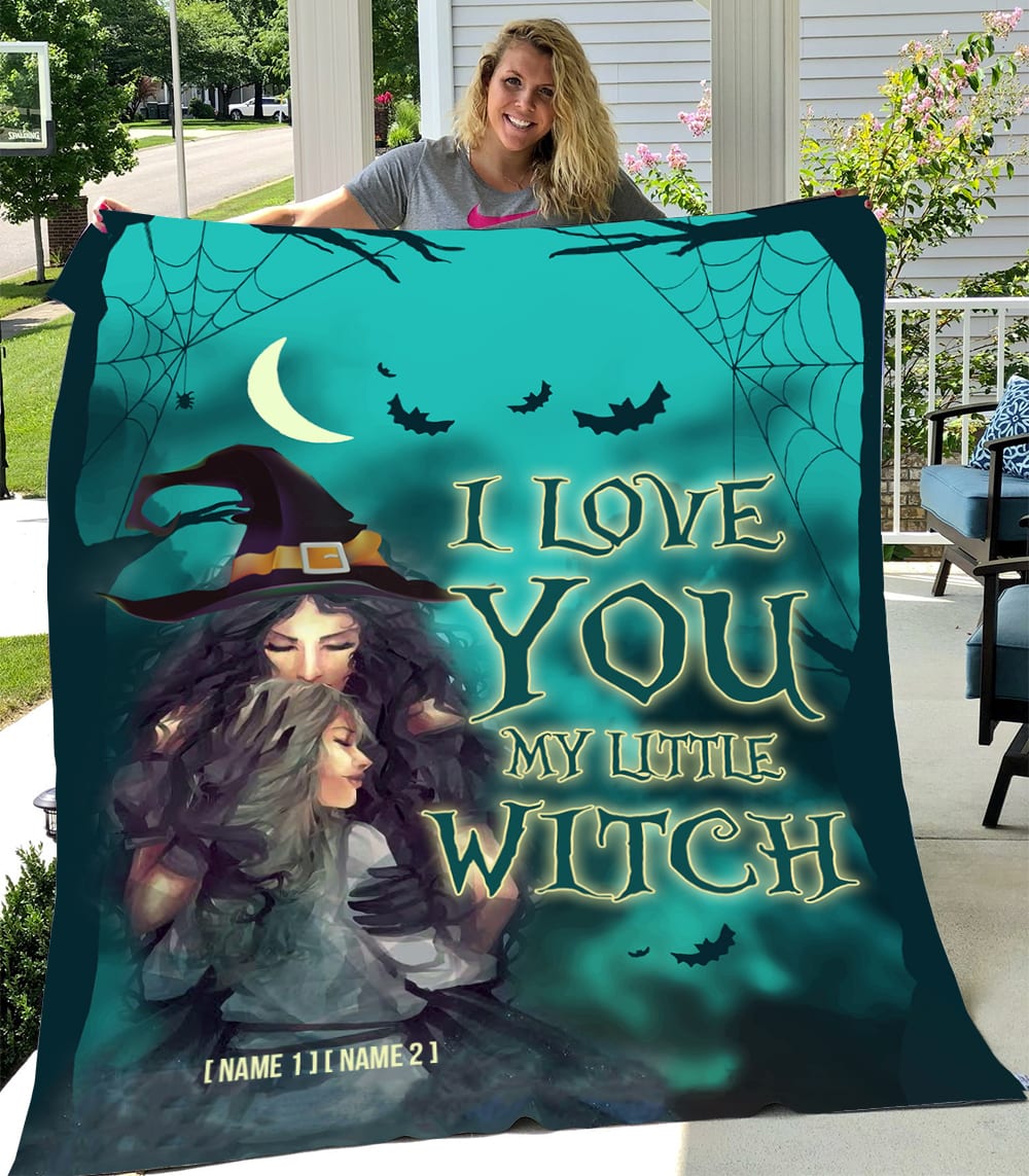 USA MADE Personalized Halloween Daughter I Love You My Little Witch   | Customized Halloween Throw Blanket