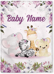 Personalized Woodland  Baby Blankets, Baby Blanket with Name for Girls, Best Gift for Baby