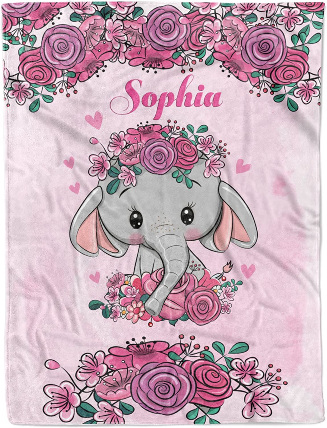 Personalized Elephant Baby Blankets - Custom Baby Blankets for Baby Shower - Soft, Lightweight & Giftable