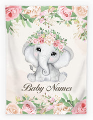 Baby Girl Blankets, Swaddle for Newborn Purple Floral Elephant Baby Blanket