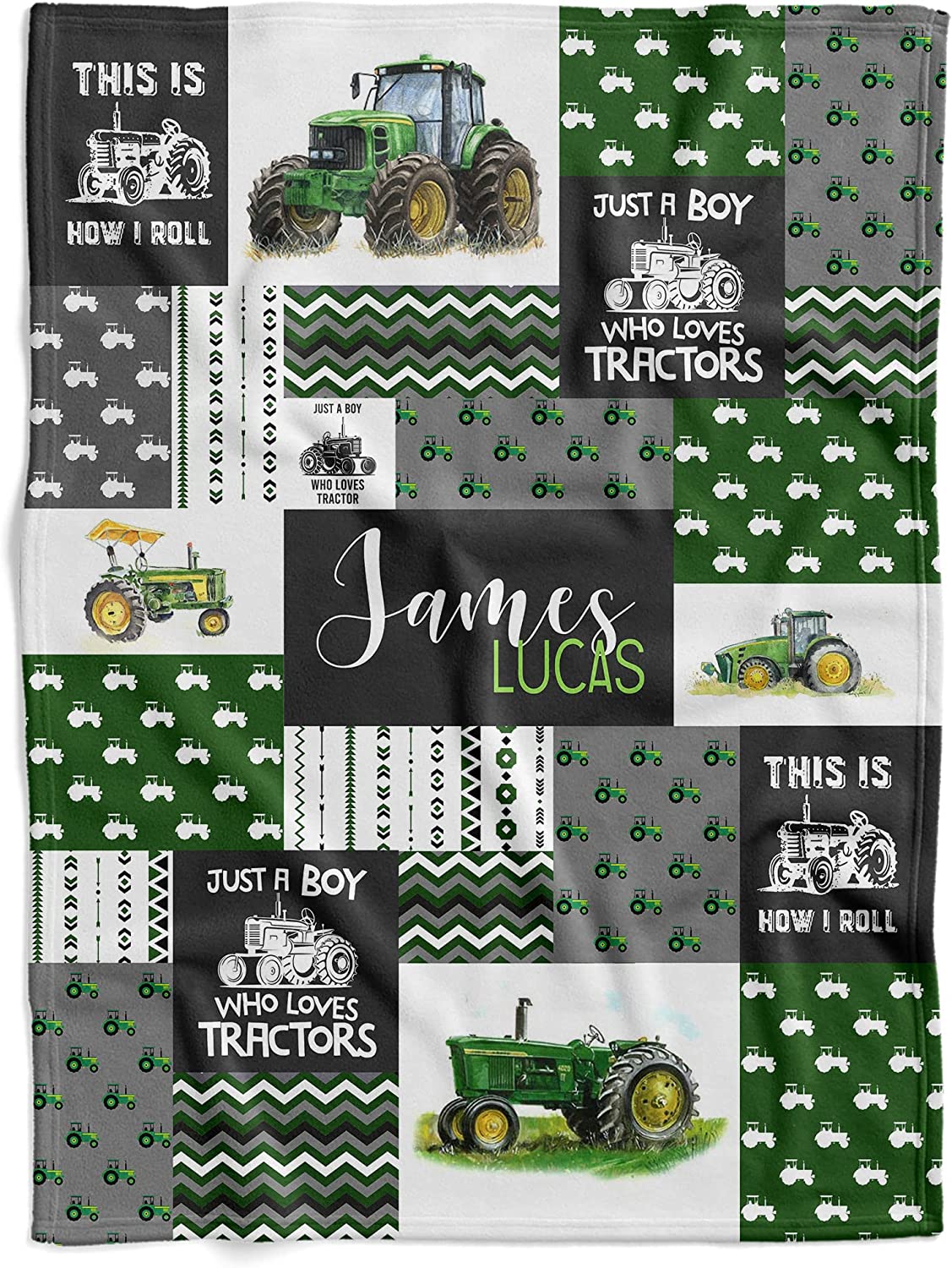 Tractor Personalized Baby Blankets for Boys - Custom Baby Blankets with Name