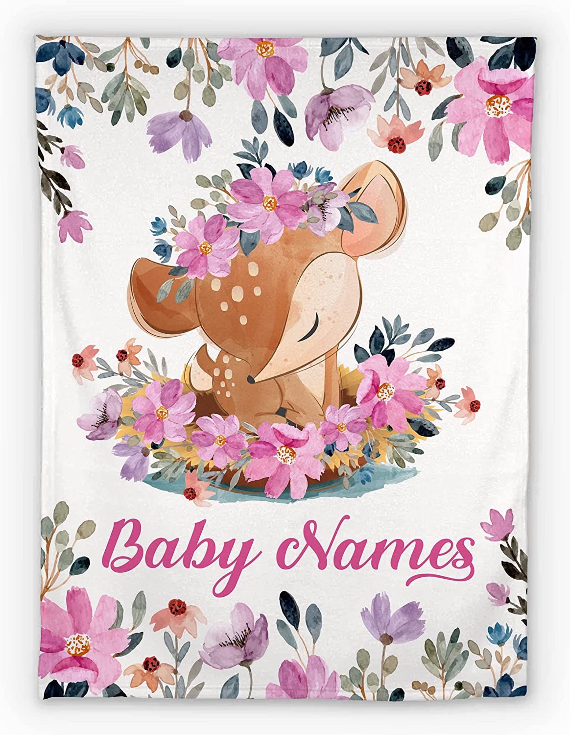 Baby Girl Blankets, Swaddle for Newborn Purple Floral Elephant Baby Blanket