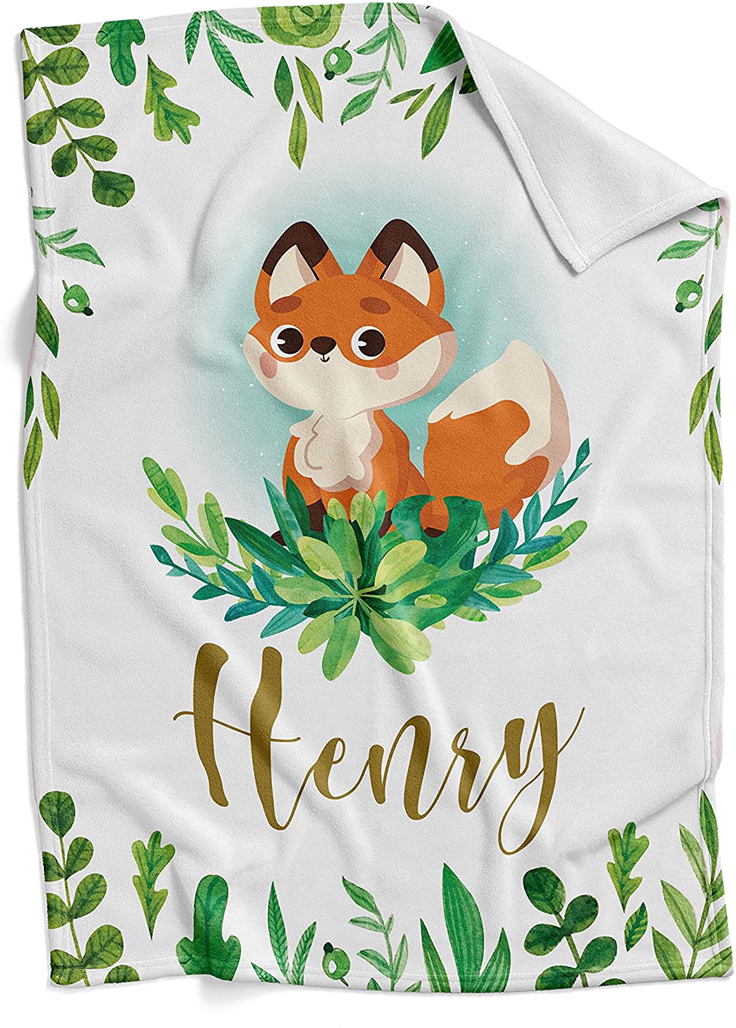 Personalized Fox Baby Blankets, Baby Blanket with Name for Boys