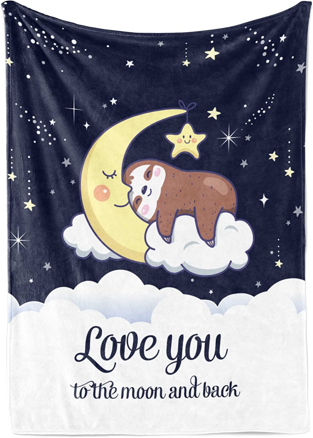 Baby Blanket Sloth to The Moon and Back, Super Soft Fleece Blanket Shower Gifts for Newborn Boy & Girl