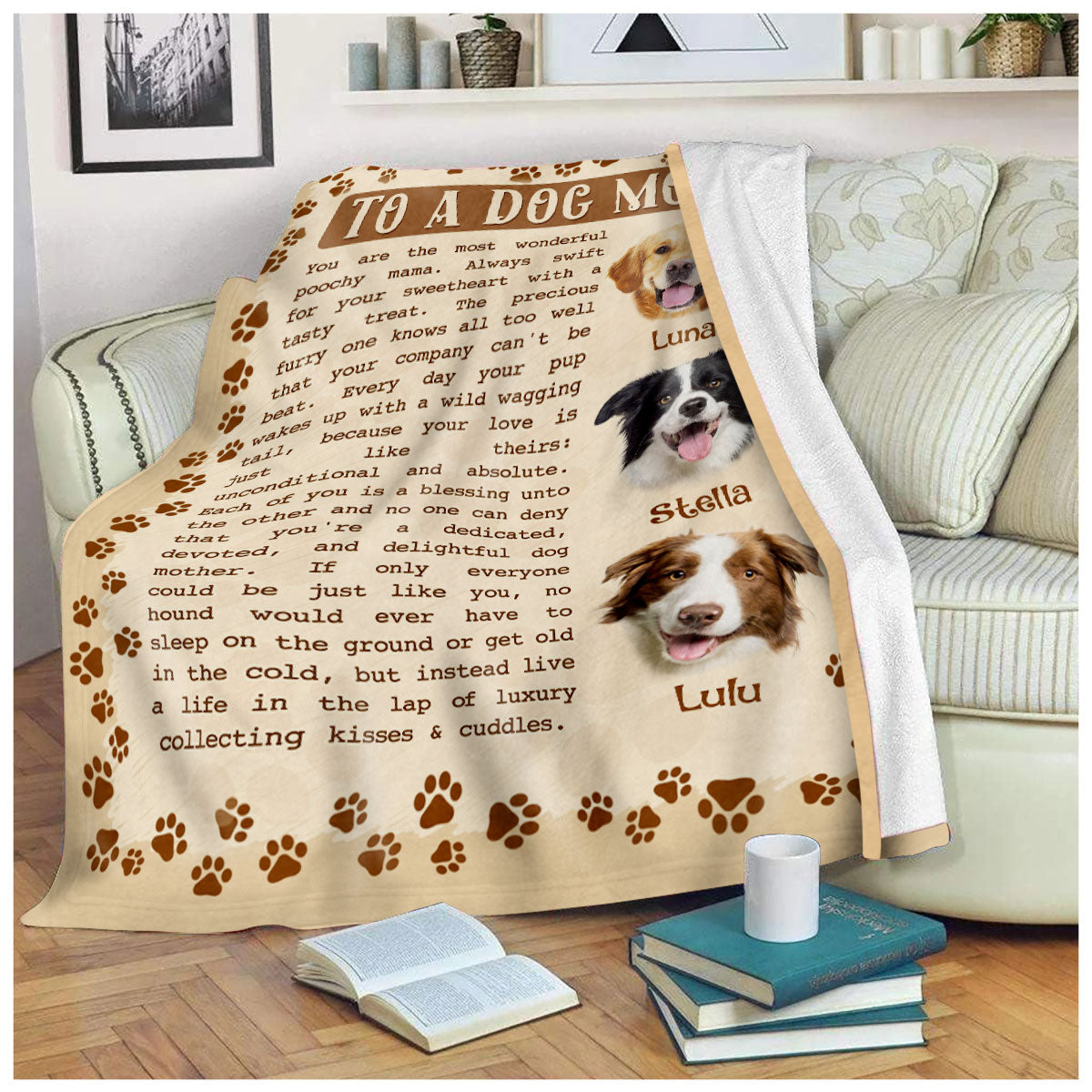 Custom Photo Dog Mom Fleece Blanket Unique Gift Idea For Pet Lovers