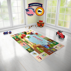 Custom Colorful Wildlife Insect Playground Themed Alphabet Rug, Educational ABC Kids Baby Play Mat, Personalized Baby Nursery Initial Rug, Custom Name ABC Animal Educational Carpet Playtime
