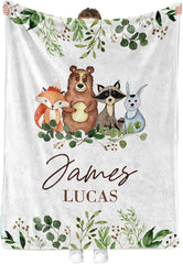 Personalized Woodland Baby Blankets  - Newborn Gift - Soft Plush Fleece blanket