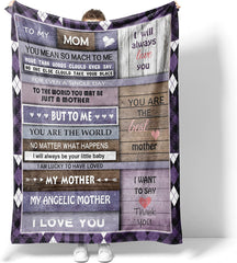 To My Mom Blanket from Daughter and Son, Ultra Soft Flannel Throw Blankets, for Mother's Day Christmas Birthday 60"x50"