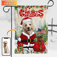 Merry Christmas Pet Santa - Custom Pet Photo Flag - Christmas Gift, Gift For Pet Lovers