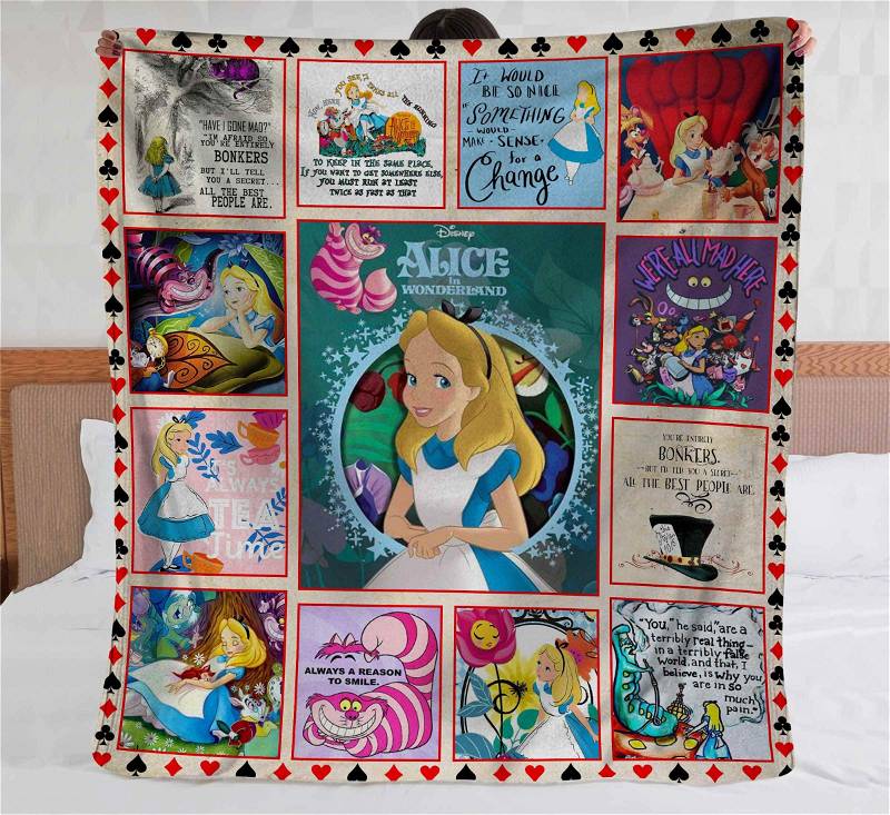 Alice In Wonderland Disney Bedding Decor Sherpa Blanket Fleece Blanket Funny Gifts