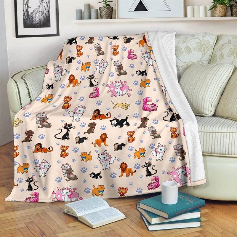 All Disney Cats Disney Inspired Bedroom Livingroom Office Home Decoration Sherpa Blanket Fleece Blanket Funny Gifts