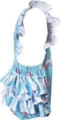 Baby Infant Toddler Girls Spring Summer Roses Garden Bubbles - Light Blue + headband - Angeline Kids