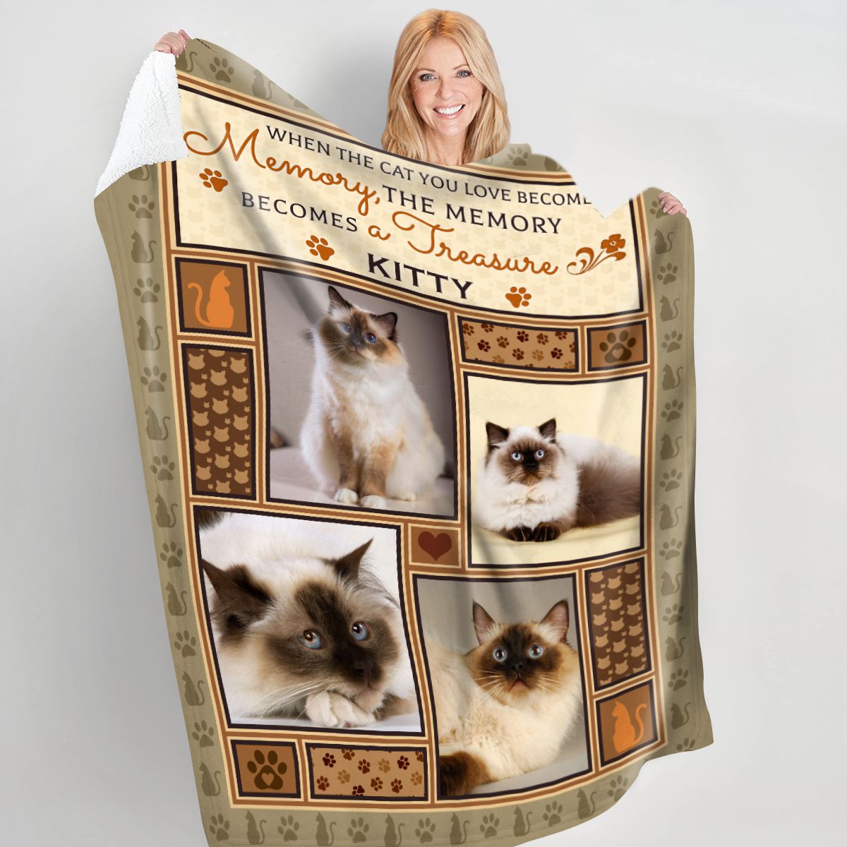 Custom Sympathy Blanket With Loss Of Cat Unique Cat Memorial Gift
