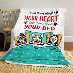 Personalized Blanket Gift For Dog Lovers First They Steal Your Heart