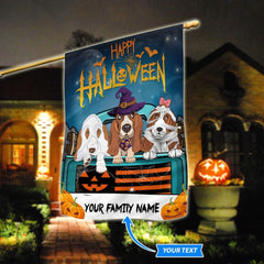 Basset Hound Halloween Personalized Flag – Garden Dog Flag – Personalized Dog Garden Flags
