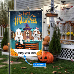 Basset Hound Halloween Personalized Flag – Garden Dog Flag – Personalized Dog Garden Flags