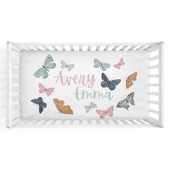Bentley's Butterfly Personalized Crib Sheet