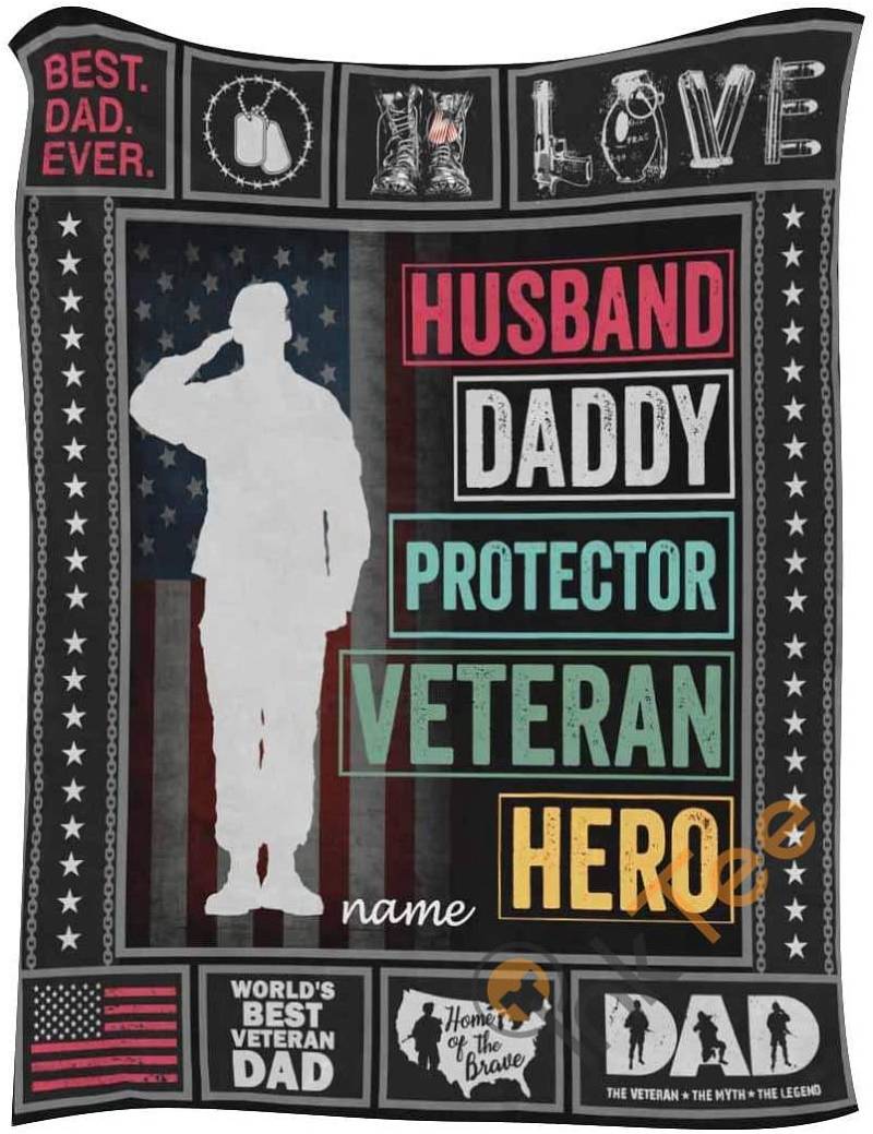 Best Dad Ever Gift For Birthday Holiday Christmas Valentine’s Day Mother’s Day Father’s Day Veteran Sherpa Fleece Blanket