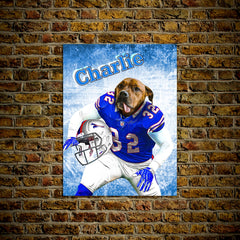 USA MADE Football League 'Buffalo Dog' Personalized Pet Poster | Custom Pet Portrait Football Dog, Cat Canvas , Poster, Digital Download | Dog Dad Gift , Dog Mom Gift , Personalized Pet Canvas Gifts
