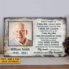 Custom Photo Gift Old Couple Widow I Miss Him Custom Wood Rectangle Sign, Sympathy, Memorial Gift, Wall Pictures, Wall Art, Wall Decor