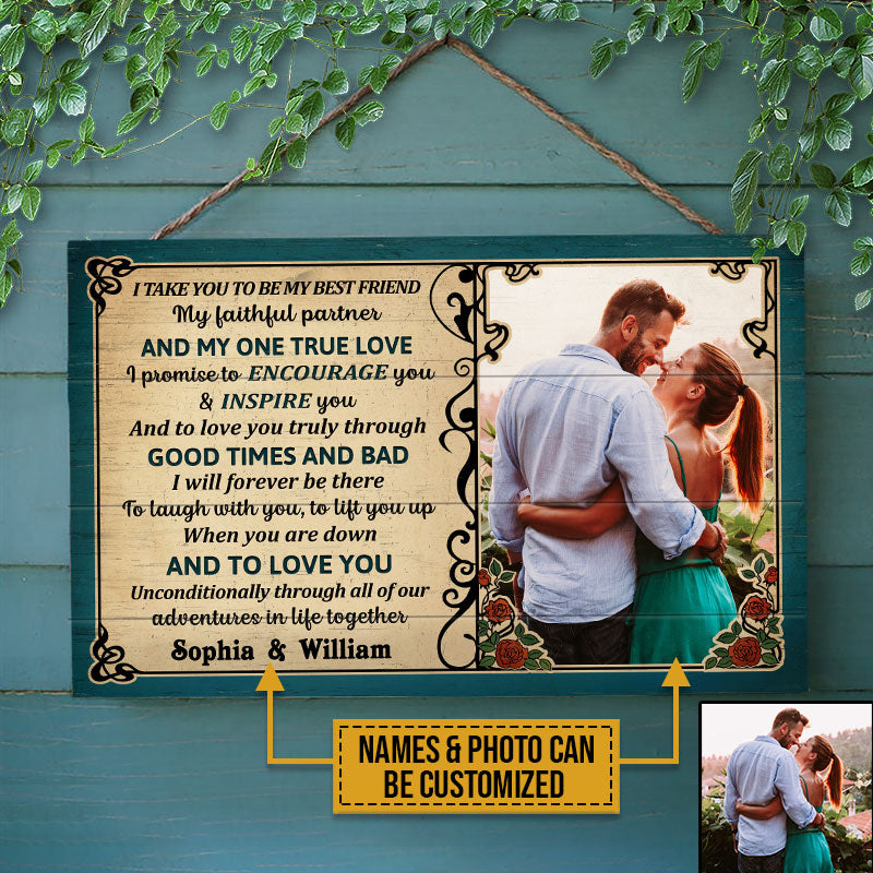 Custom Photo Couple Husband Wife Be My Best Friend Photo Gift Custom Wood Rectangle Sign, Wall Pictures, Wall Art, Wall Decor