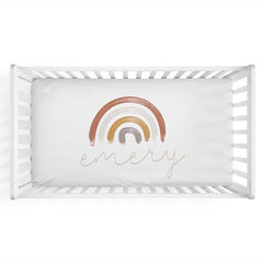 Cannon's Earthy Rainbow Personalized Crib Sheet