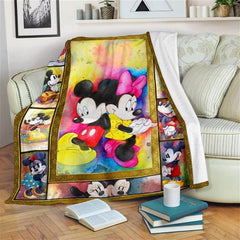 Colorful Mickey Minnie Mouse Disney Inspired Bedroom Livingroom Office Home Decoration Sherpa Blanket Fleece Blanket Funny Gifts