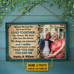 Custom Photo Old Couple Husband Wife When We Get Photo Gift Custom Wood Rectangle Sign