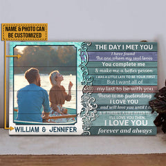 Custom Photo The Day I Met Custom Wood Rectangle Sign, Anniversary, Wall-Pictures, Wall Art, Wall Decor