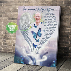 Customized Memorial Canvas Print - The Moment That You Left Me Butterfly, Bereavement Gift for Dad