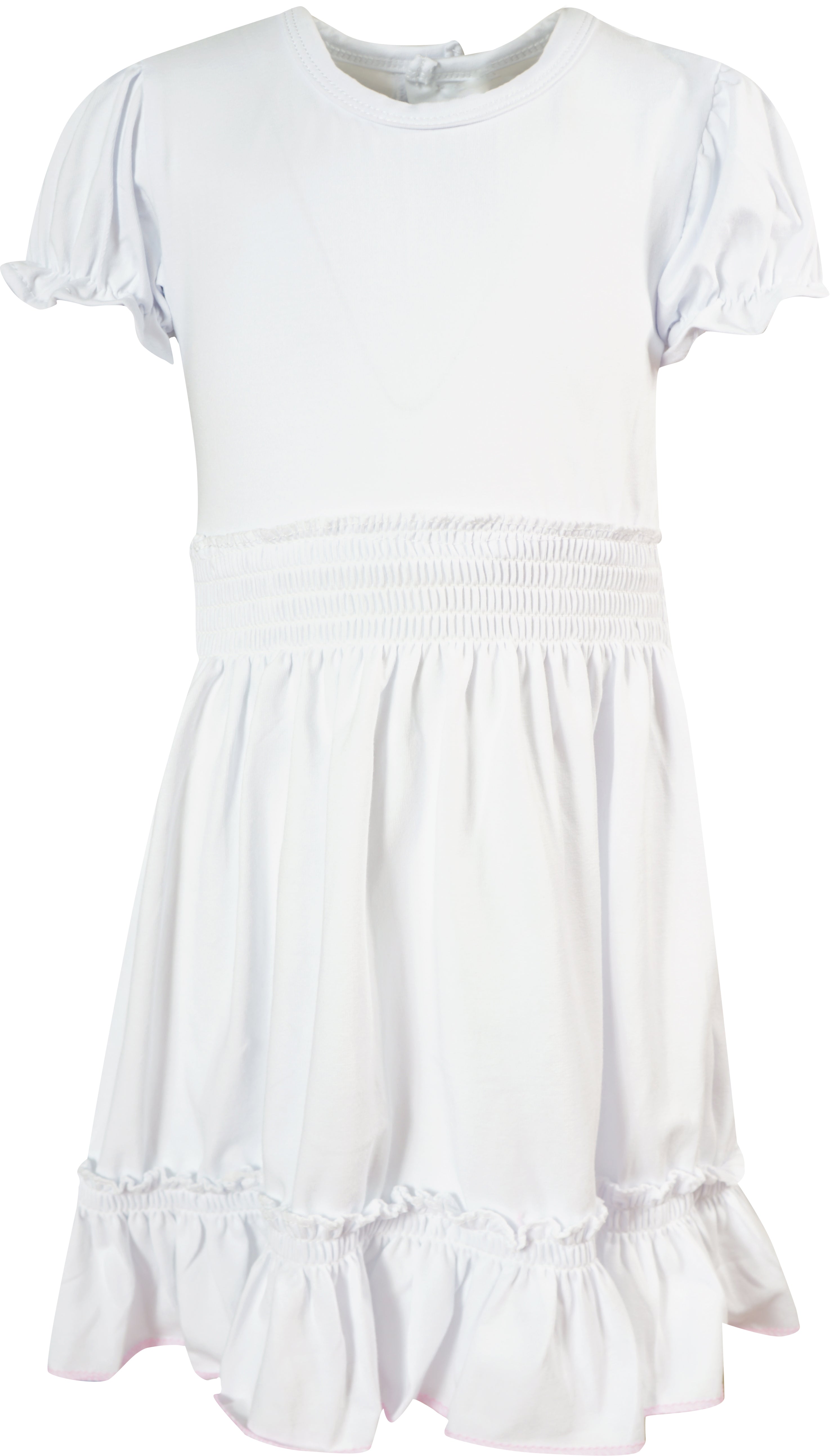 Little Girls Spring Summer Fall Elastic Waist Lap Dress - Mint, White - Angeline Kids