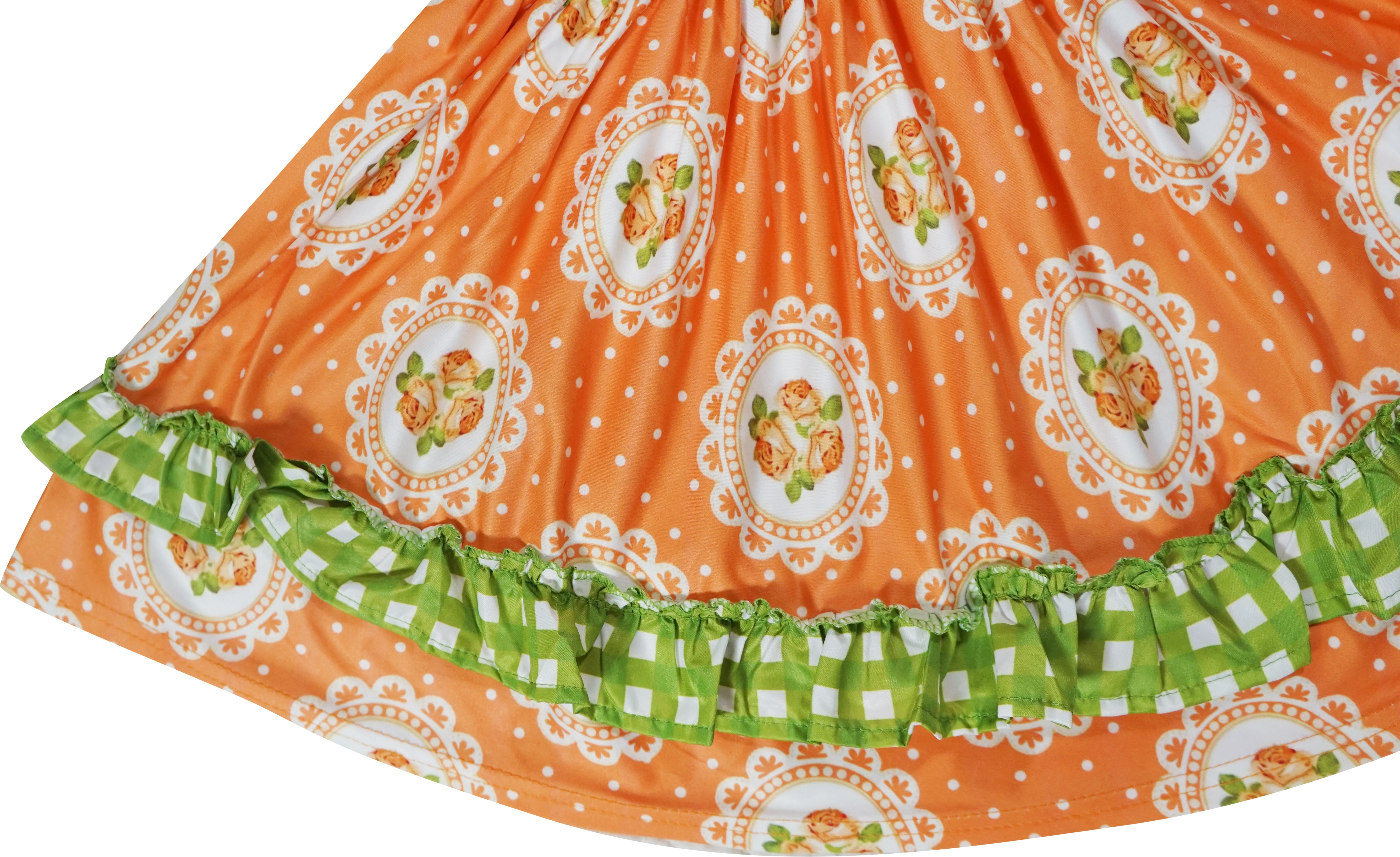 Baby Toddler Little Girls Fall Colors Pumpkin Patch Halloween Floral Dress Necklace Hair Bow - Orange Lime - Angeline Kids