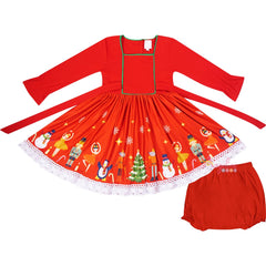 Baby Toddler Little Girls Christmas Holiday Nutcracker Ballet Soldier Dress - Red/Red (Free Bloomers For Baby Sizes) - Angeline Kids