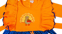 Baby Toddler Little Girls Thanksgiving Turkey Tie Back Dress With Headband ( Free Bloomers for baby sizes )