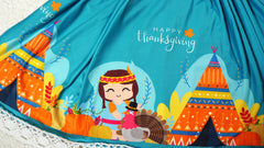 Baby Toddler Little Girls Thanksgiving Turkey Stripes Dress with Free Headband