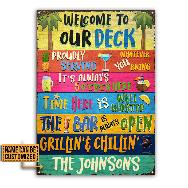 USA MADE Customized Deck Bar Grilling Welcome To Custom Classic Metal Signs