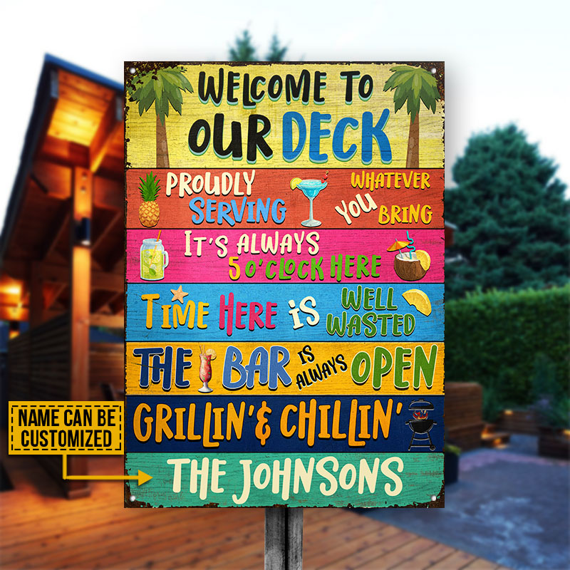USA MADE Customized Deck Bar Grilling Welcome To Custom Classic Metal Signs