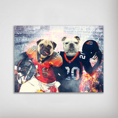USA MADE Personalized Football Pet Portrait | 'Denver Dog' Personalized 2 Pet Poster| Custom Football Pet Portrait Wallart, Canvas, Poster, Digital Download | Dog Mom, Dog Dad Gifts