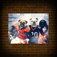 USA MADE Personalized Football Pet Portrait | 'Denver Dog' Personalized 2 Pet Poster| Custom Football Pet Portrait Wallart, Canvas, Poster, Digital Download | Dog Mom, Dog Dad Gifts