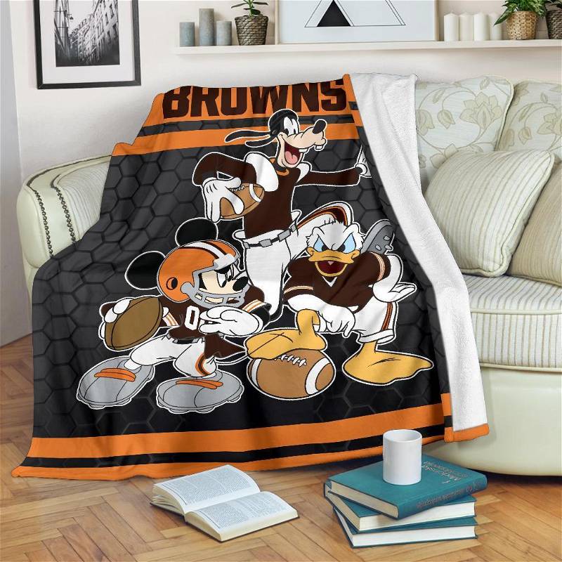 Disney Browns Team Football Sherpa Blanket Fleece Blanket Gifts for Fans