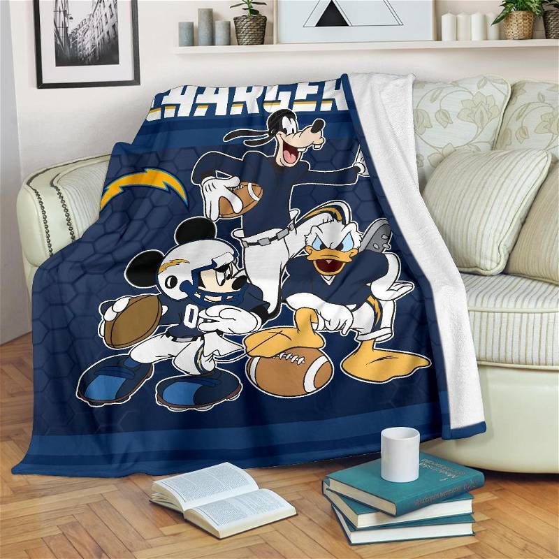 Disney Chargers Team Football Sherpa Blanket Fleece Blanket Gifts for Fans