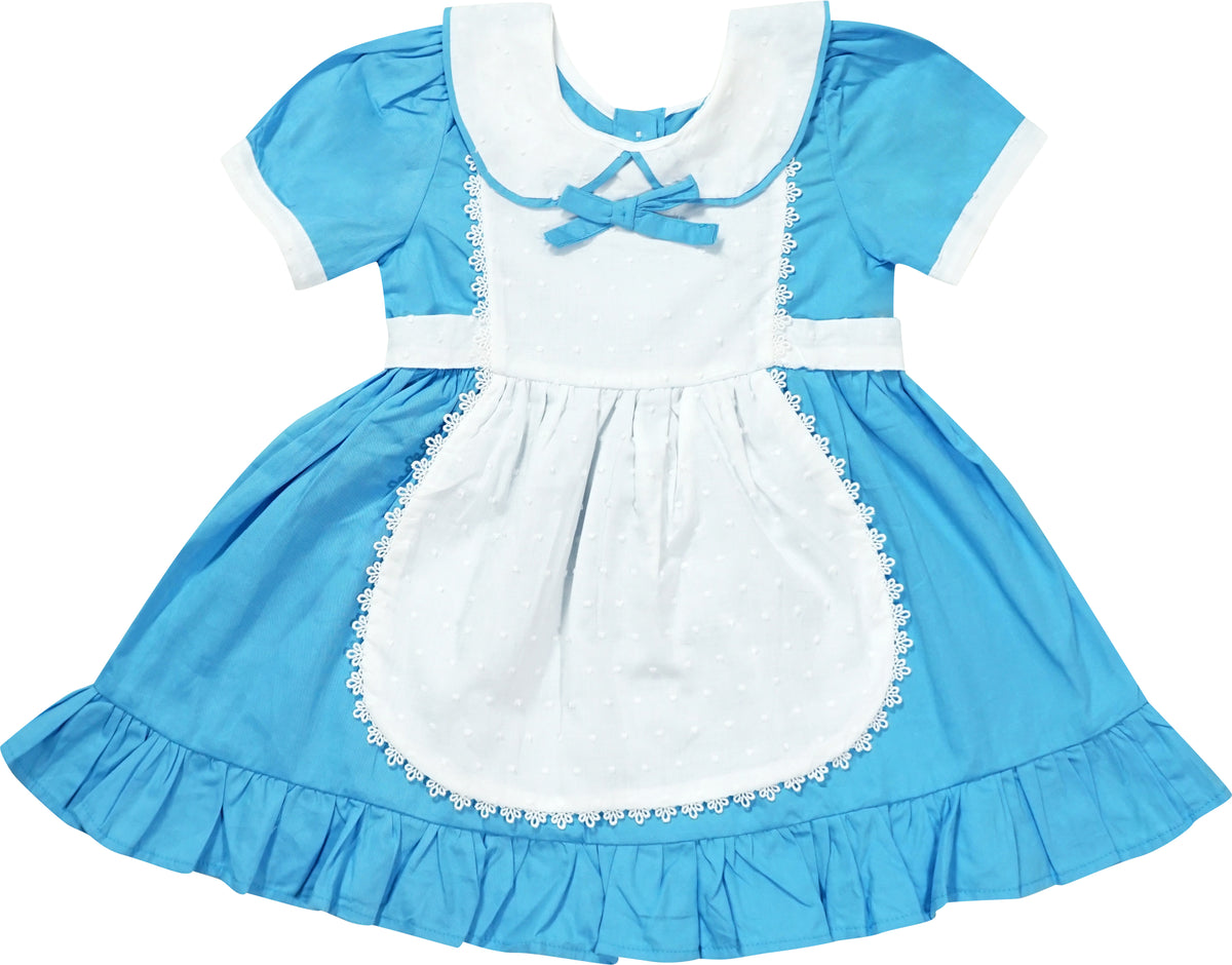 Toddler Little Girls Halloween Costume Cosplay Birthday Iconic Alice In Wonderland Inspired Apron Pinafore Dress - Angeline Kids